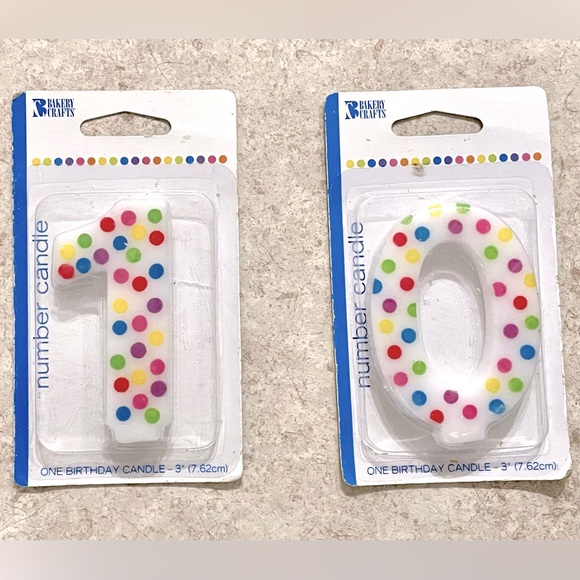 BAKERY CRAFTS Number: 1 & Number 1  Polka Dot Birthday Candles size 3” NIB - Picture 2 of 4